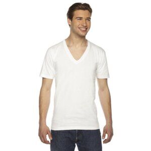 American Apparle Unisex Fine Jersey Short-Sleeve V-Neck - 2456 - White